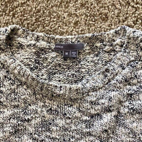 Vince Marl Color-block Sweater Cream Gray Women’s Medium Cotton Linen - Picture 6 of 9